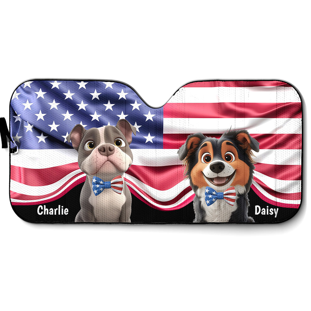 Custom Christmas Birthday Gifts Car Accessories for Dog Parents • Proud American Dogs - Personalized Car Sunshade