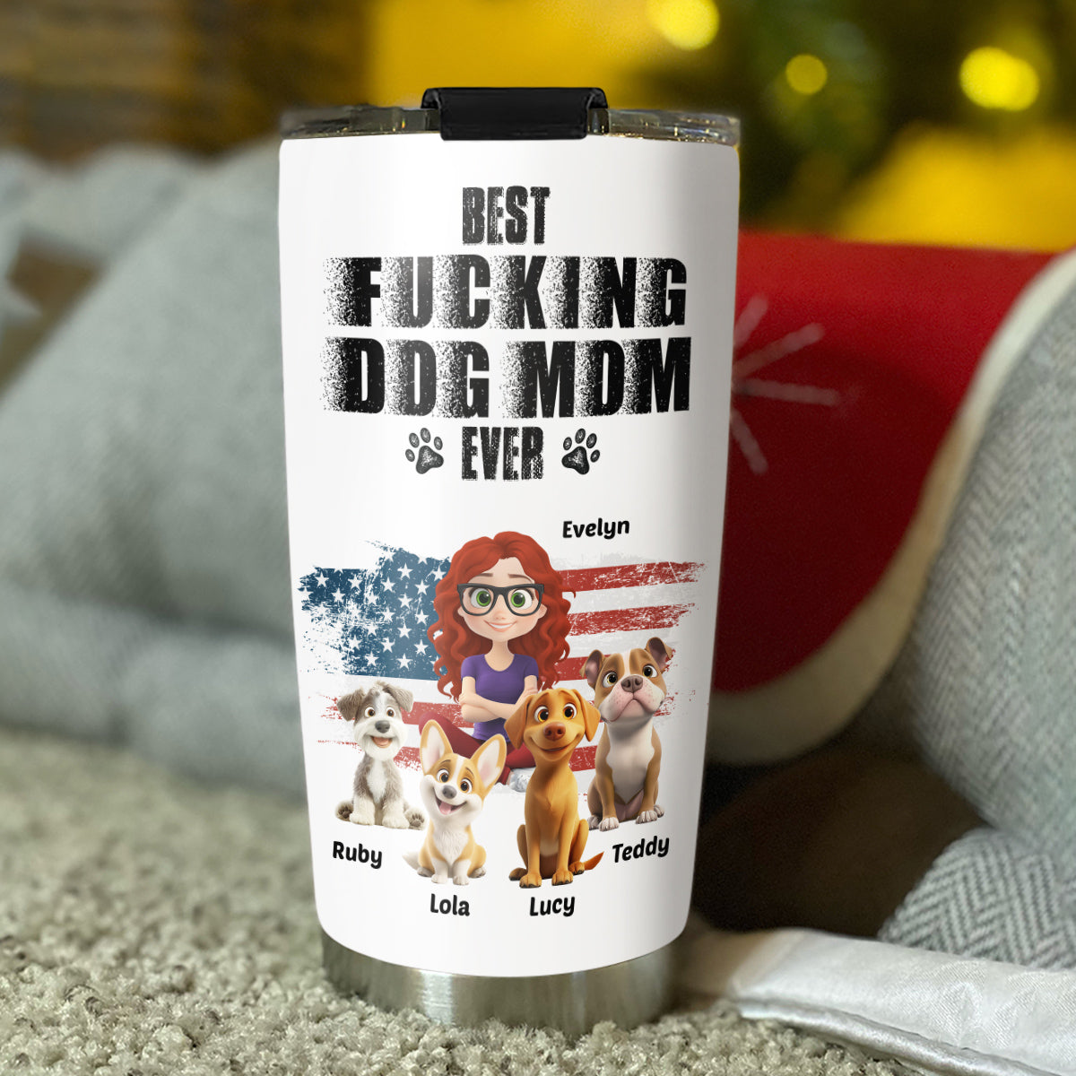 Custom Christmas Birthday Gifts For Dog Dad, Dog Lovers • Best Dad Ever Version 4 - Personalized Tumbler