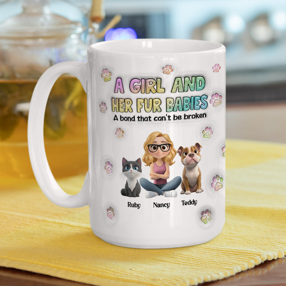 Custom Christmas Birthday Gifts For Dog Mom, Dog Lovers • A Girl And Her Fur Babies - Personalized 3D Inflated Effect Mug
