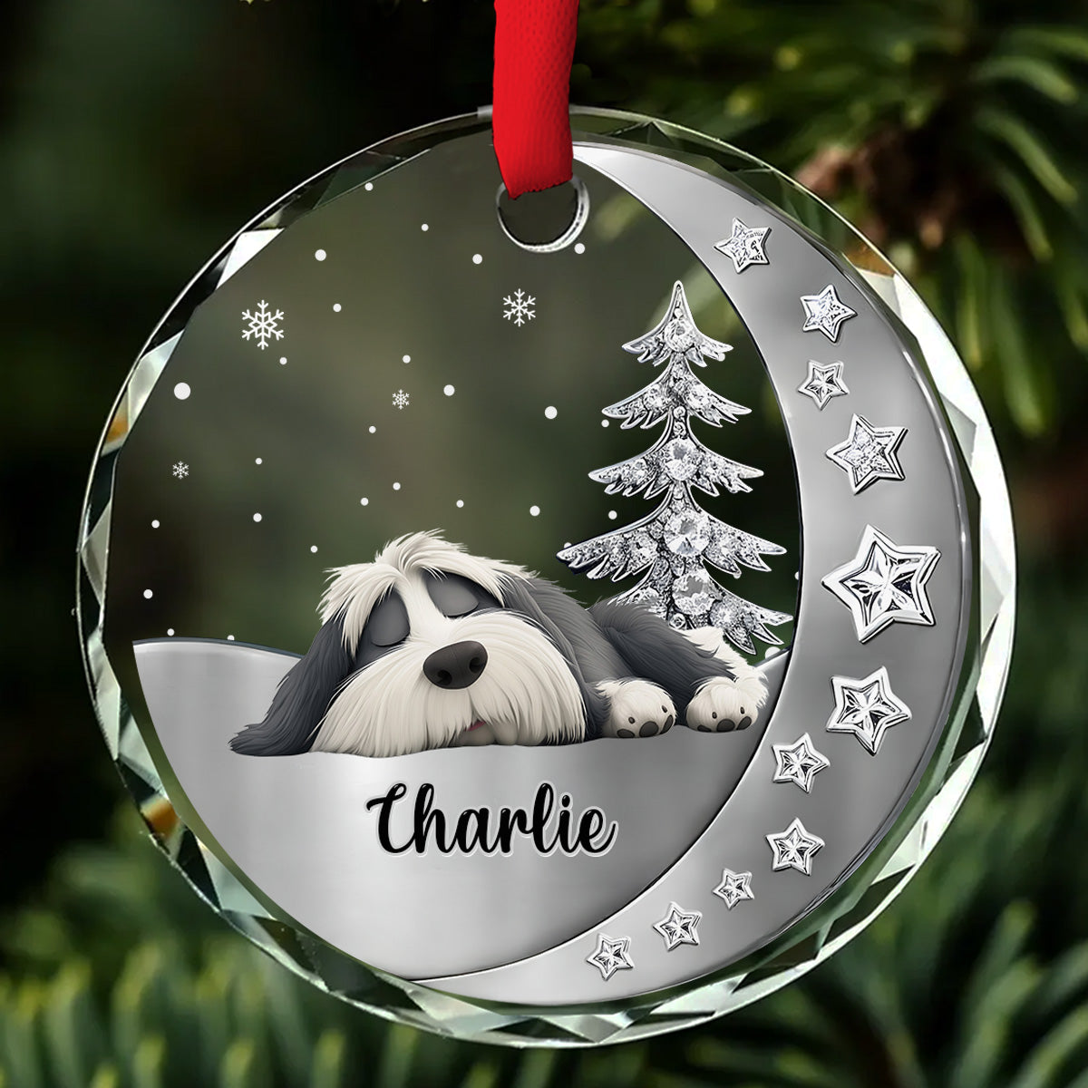 Custom Christmas Memorial Sympathy Gifts For Dogs, Cats • Beside You - Personalized 3D Effect Glass Ornament