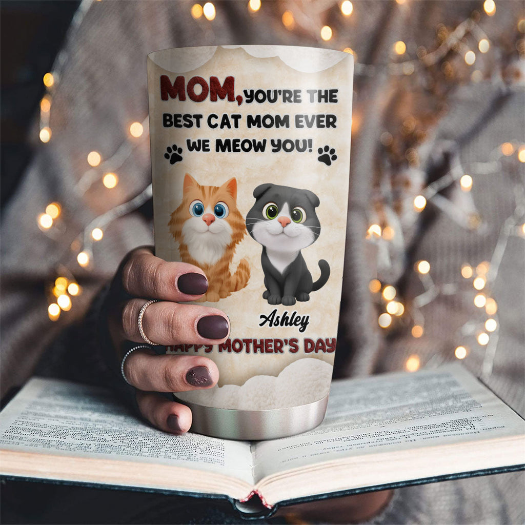 Custom Christmas Birthday Gifts For Cat Mom, Cat Lovers • Favorite Mom Of Cat - Personalized 3D Effect Tumbler