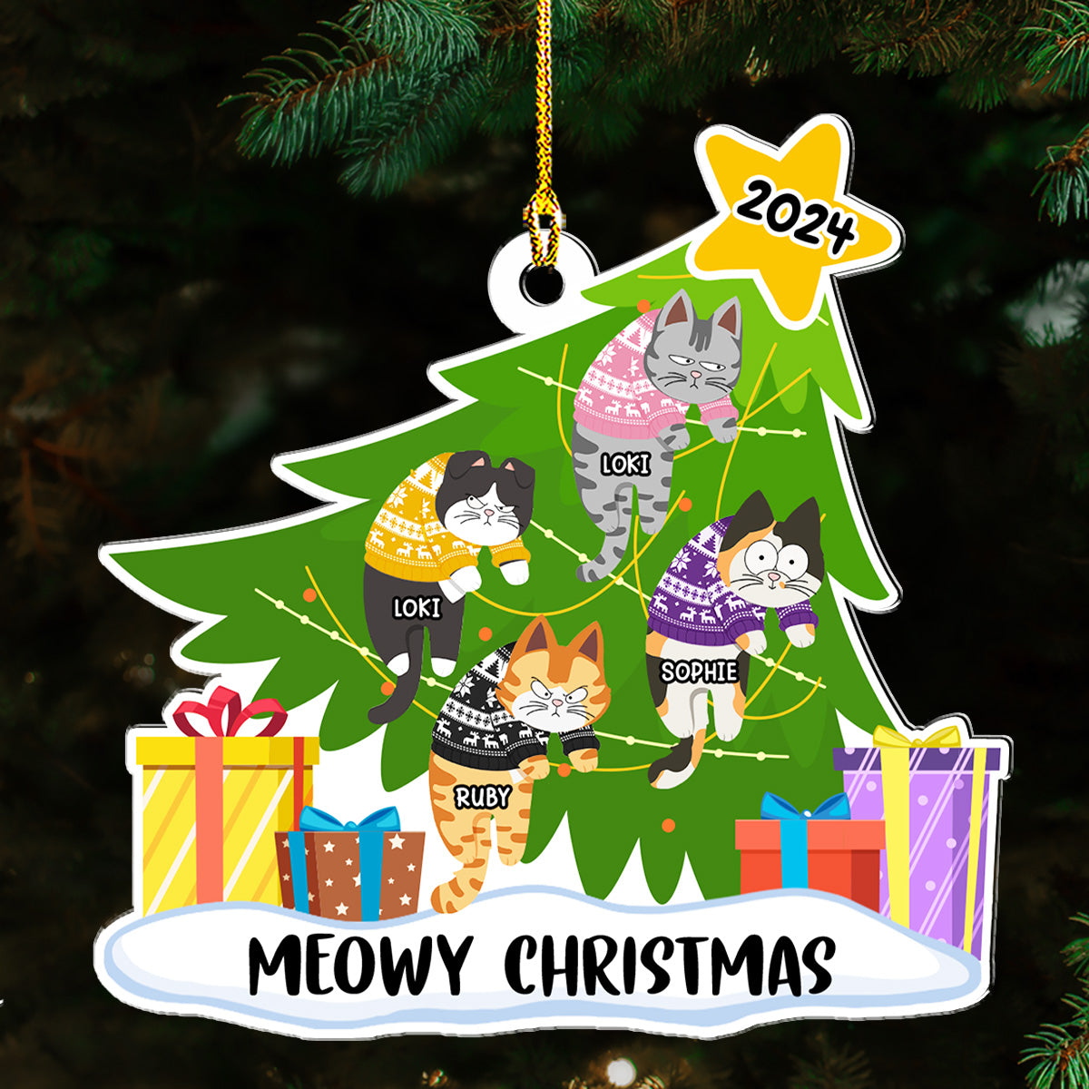 Custom Christmas Decor Home Birthday Gifts For Cat Lovers • Dear Santa, Define Naughty - Personalized Acrylic Ornament