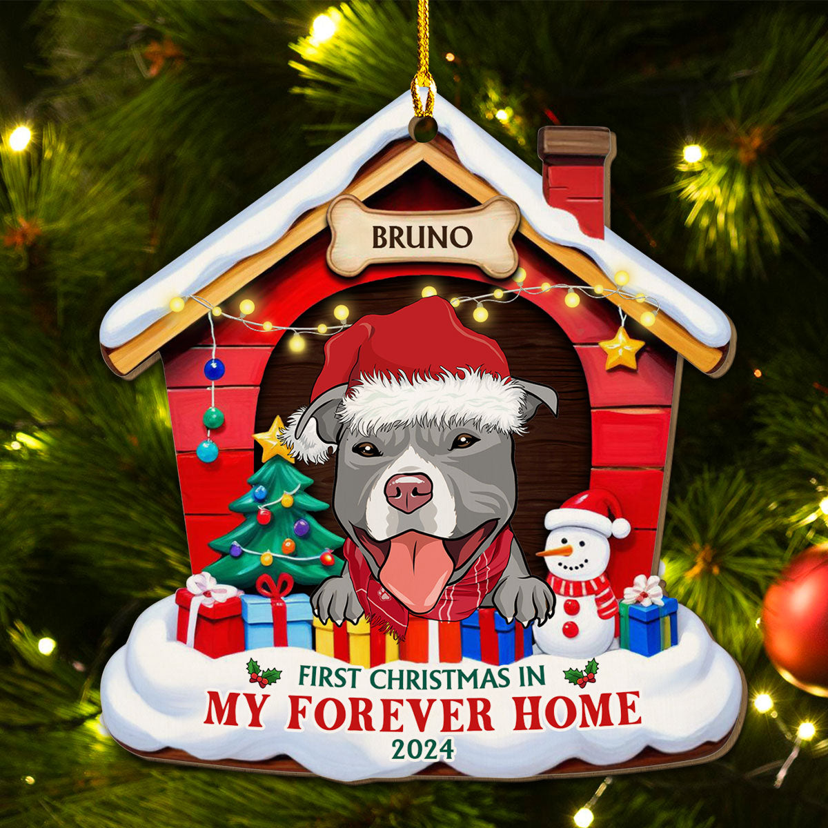 Custom Christmas Decor Home Birthday Gifts For Dog Lovers • Dog Forever Home - Personalized Wood Ornament