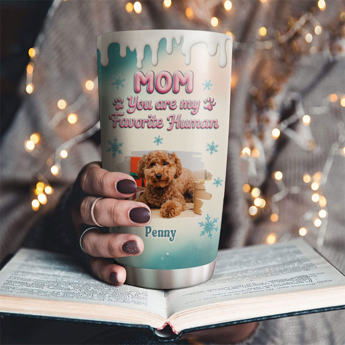 Custom Photo Christmas Birthday Gifts For Dog Lovers • My Most Favorite Human Photo - Personalized Tumbler