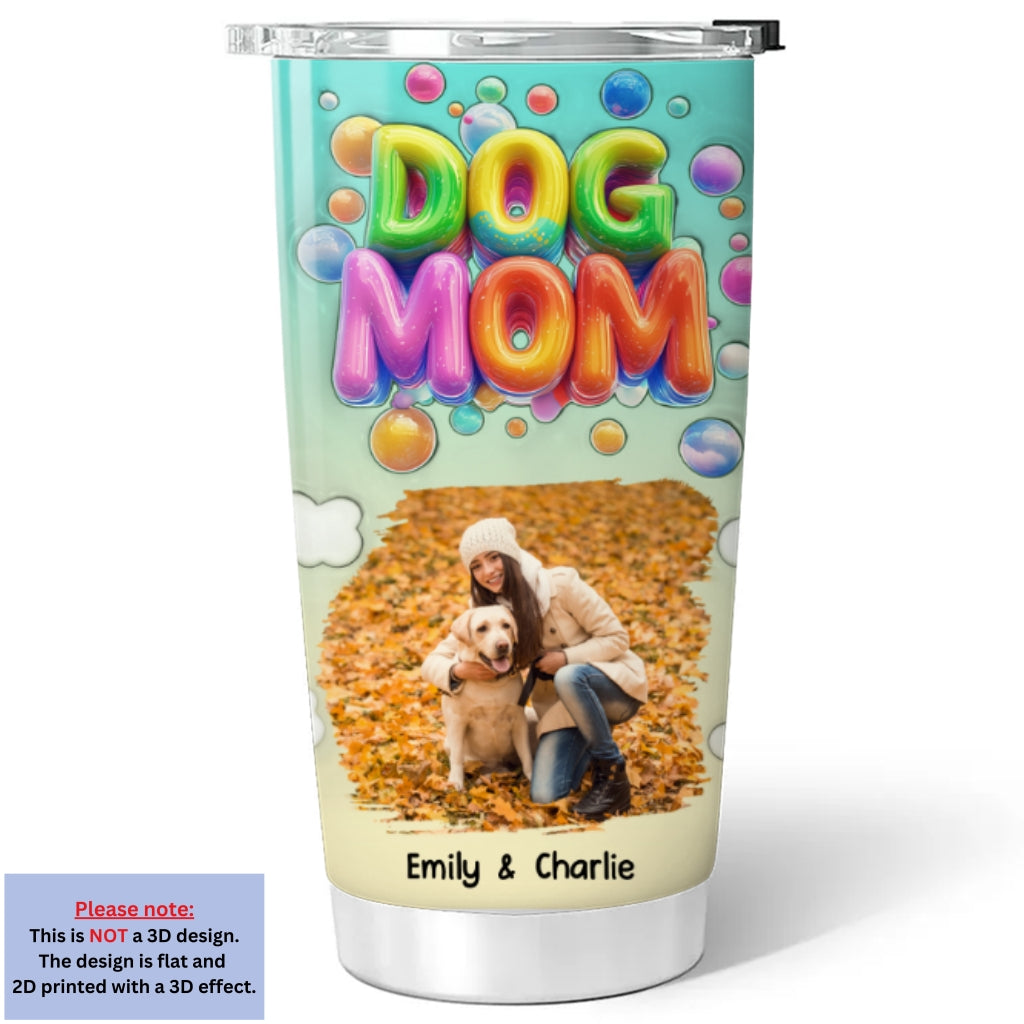 Custom Photo Christmas Birthday Gifts For Dog Mom, Dog Lovers • Puppy Love Moments Cartoonize Photo - Personalized 3D Inflated Effect Tumbler