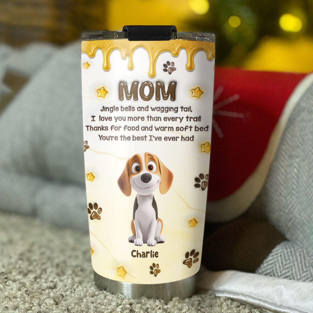 Custom Christmas Birthday Gifts For Dog Lovers • Jingle Bells And Wagging Tail - Personalized 3D Effect Tumbler