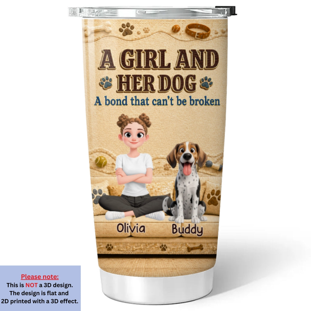 Custom Christmas Birthday Gifts For Dog Mom, Dog Lovers • Snuggly Girl And Her Lovely Dogs - Personalized 3D Effect Tumbler