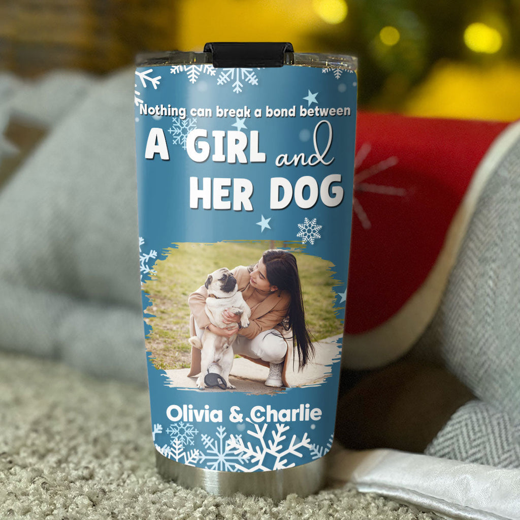 Custom Photo Christmas Birthday Gifts For Dog Mom, Dog Lovers • White Christmas Photo - Personalized Tumbler