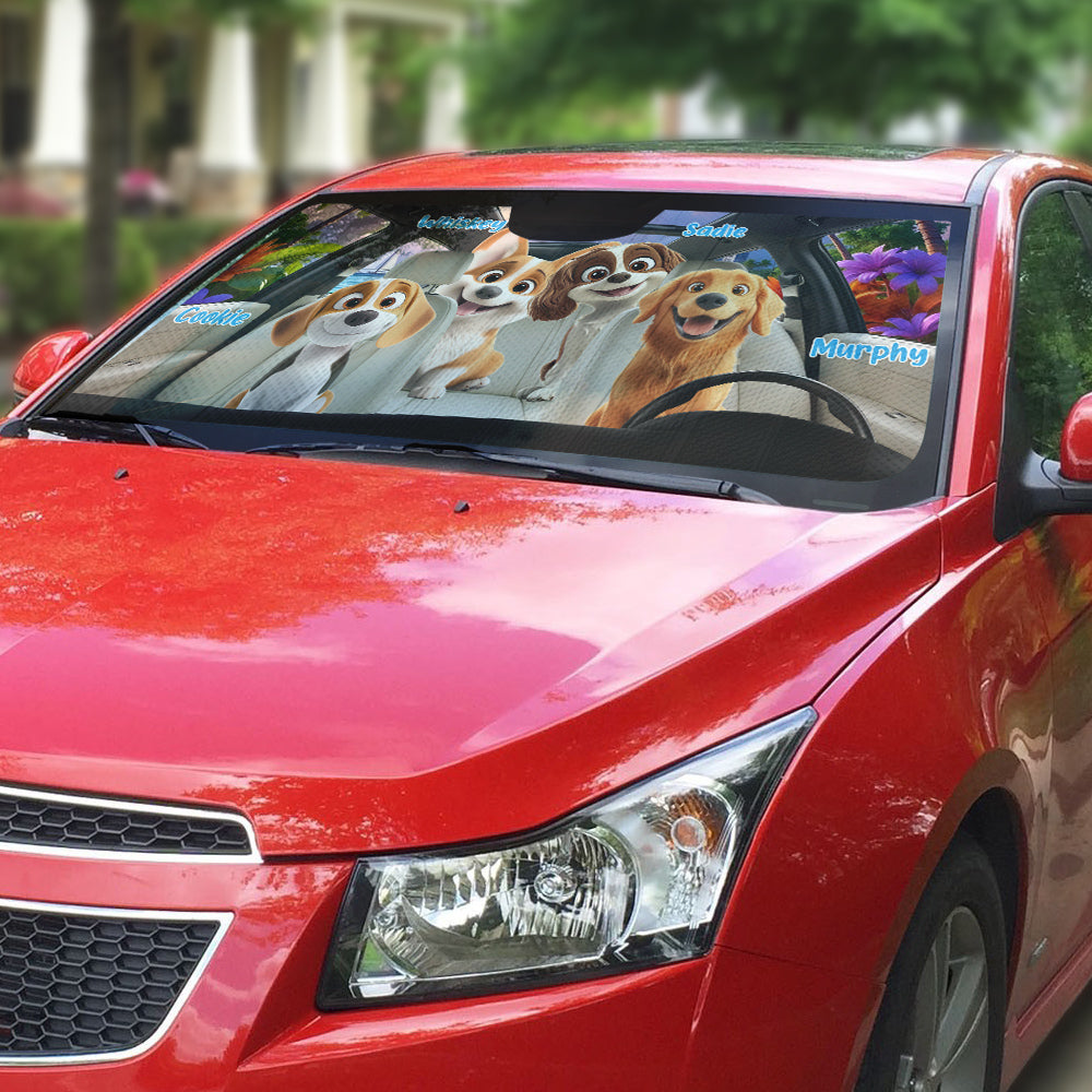 Custom Christmas Birthday Gifts Car Accessories for Dog Parents • Let Us Hang Out - Personalized Car Sunshade