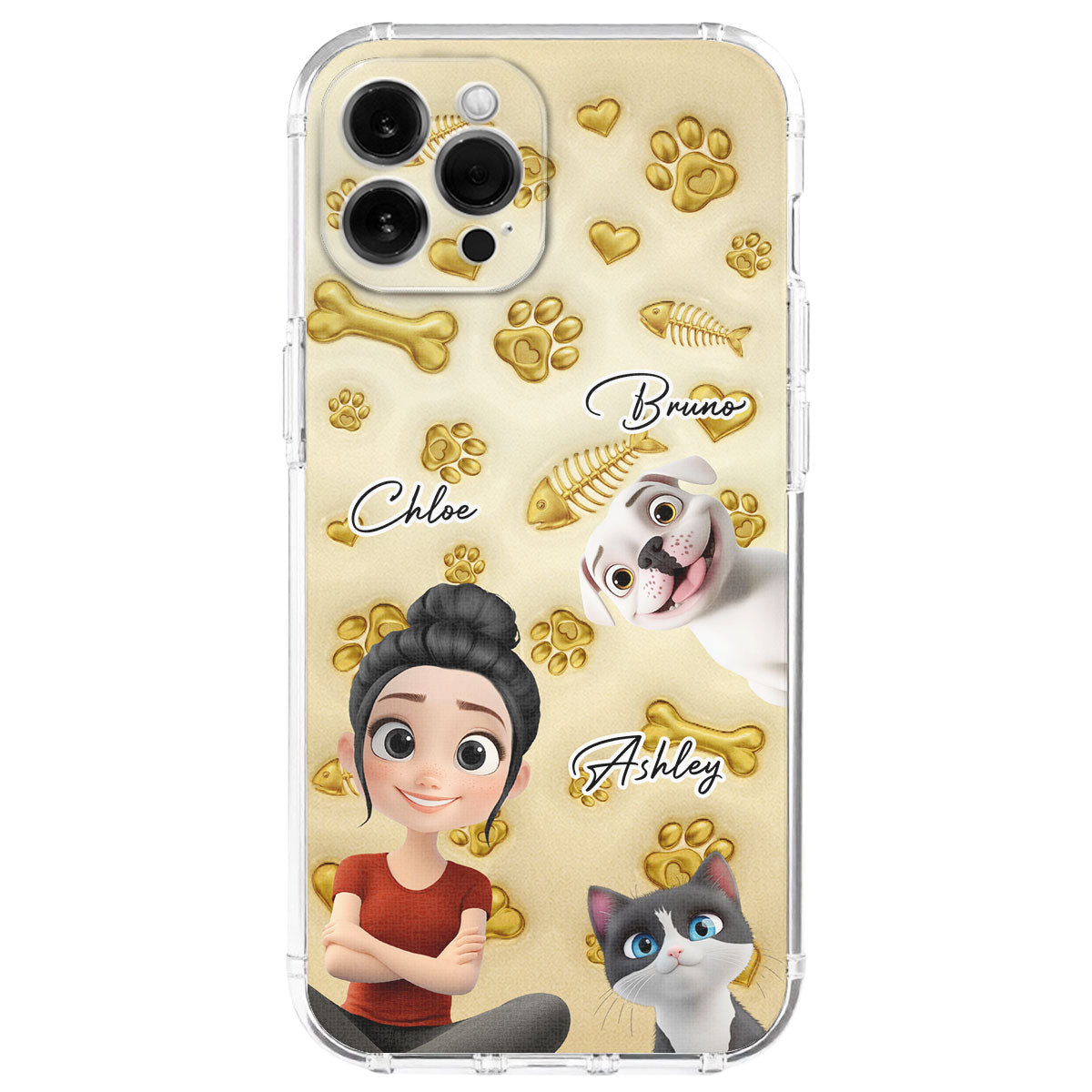 Gold Glitter Pet Mom - Personalized 3D Effect Phone Case