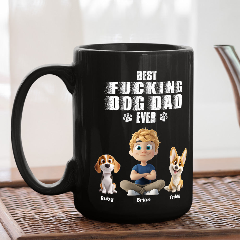 Custom Father's day Birthday Gifts For Dog Dad, Dog Lovers • Best Dad Ever Dark Ver - Personalized Coffee Mug