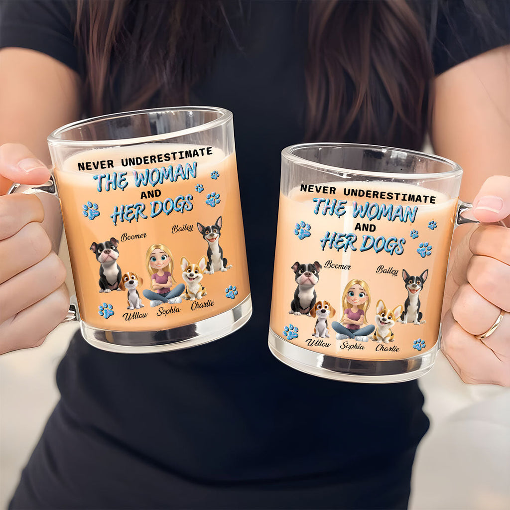 Custom Mother's day Birthday Gifts For Dog Mom, Dog Lovers • Do Not Dare Underestimate - Personalized 3D Effect Glass Mug