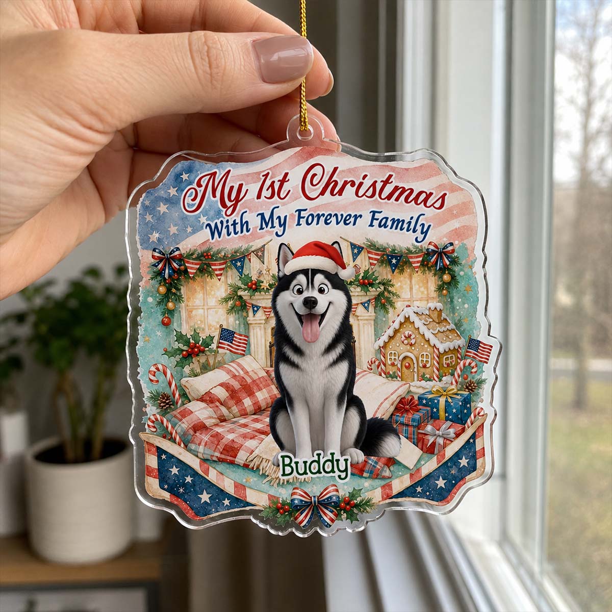 Custom Christmas Decor Home Birthday Gifts For Dog Mom, Dog Lovers • Our Pup Is First Noel - Personalized Acrylic Ornament