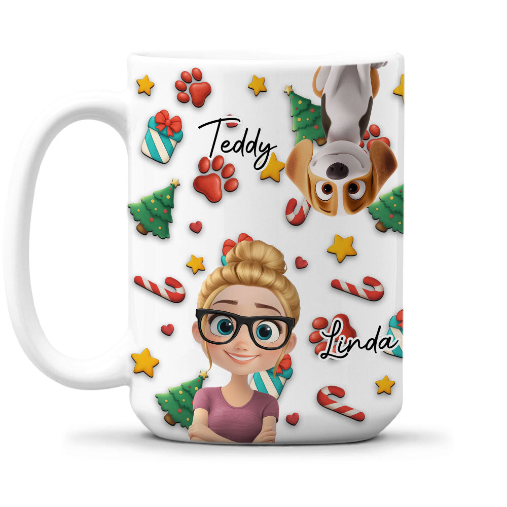Custom Christmas Birthday Gifts For Dog Mom, Dog Lovers • Dog And Human Christmas Cartoon - Personalized Coffee Mug