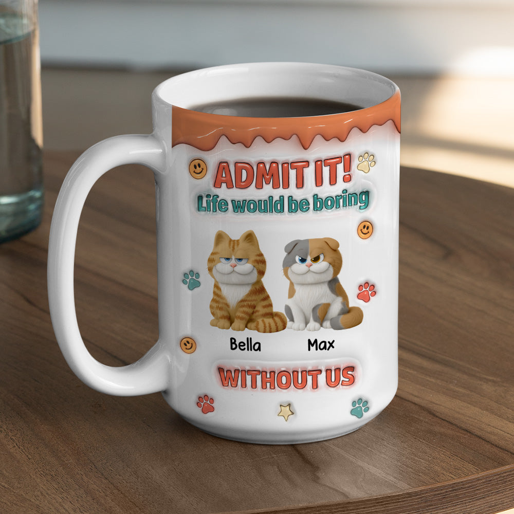 Custom Christmas Birthday Gifts For Cat Lovers • Admit It Chunky Cat - Personalized 3D Inflated Effect Coffee Mug