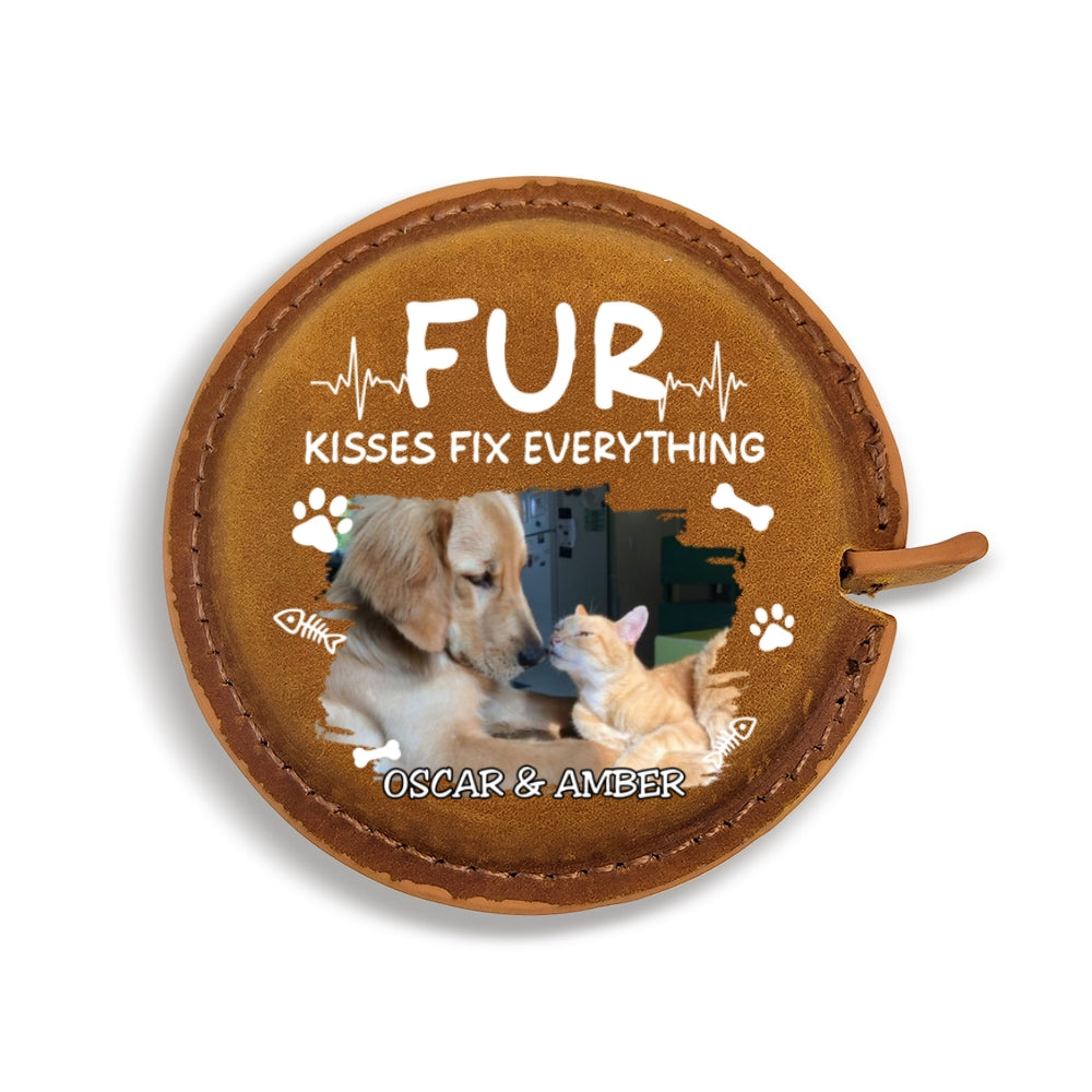 Pet Kisses Photo - Personalized Leather Tape Measure