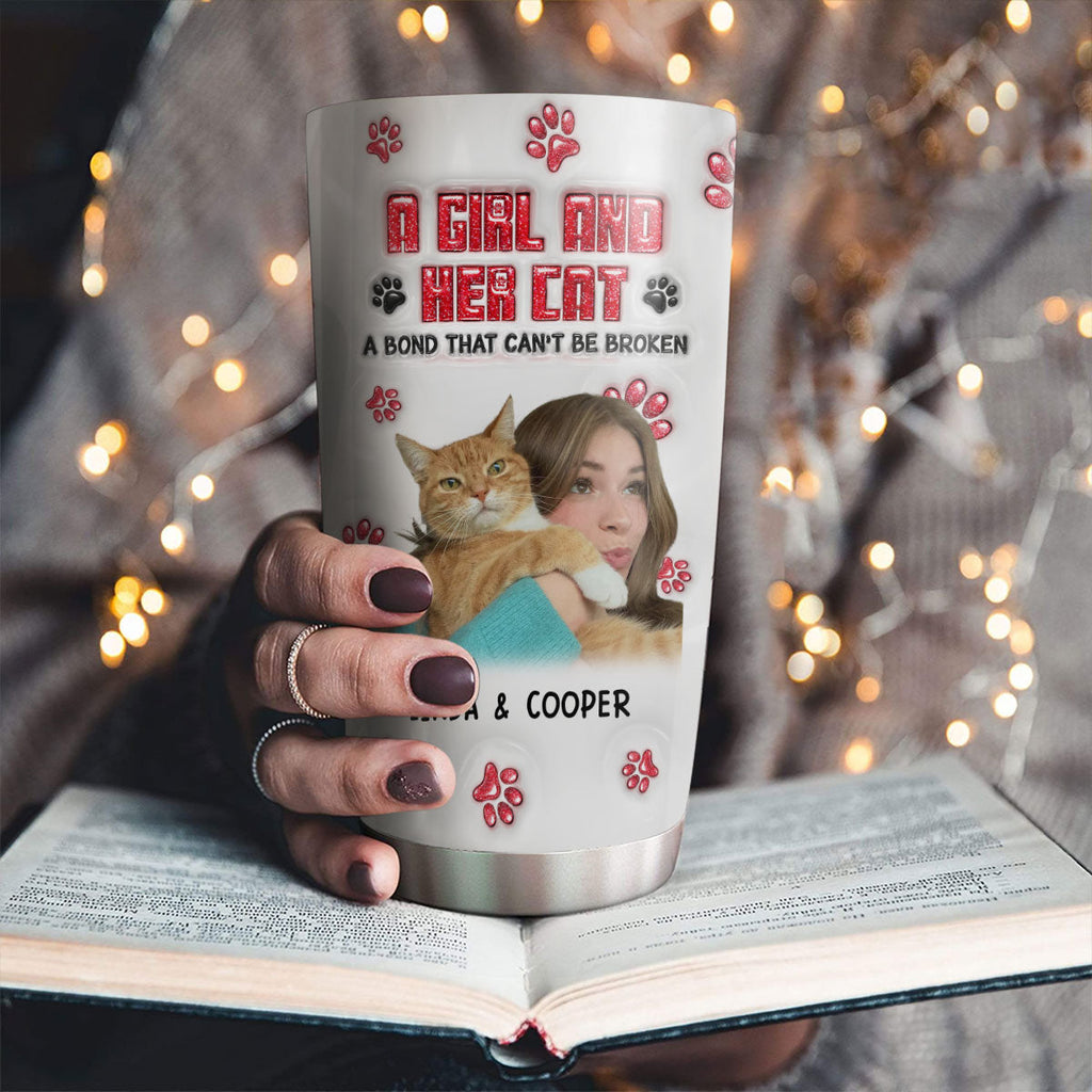 Custom Photo Christmas Birthday Gifts For Cat Lovers • No Space Between Us Cats Photo Ver - Personalized 3D Inflated Effect Tumbler