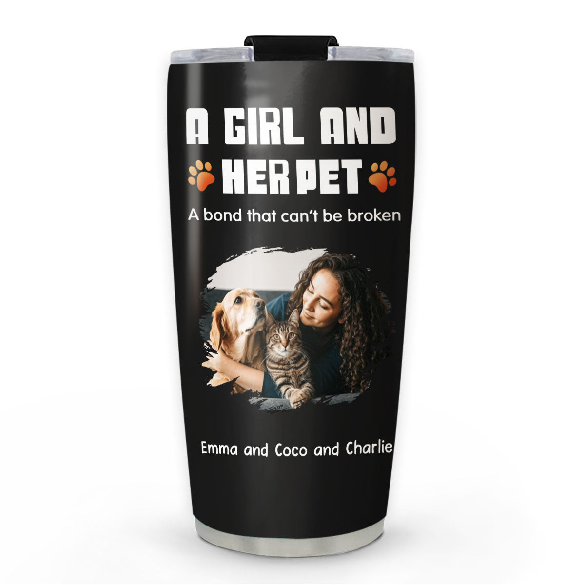 Custom Photo Christmas Birthday Gifts For Pet Lovers • Human And Their Pet Cartoon Christmas Photo - Personalized Tumbler