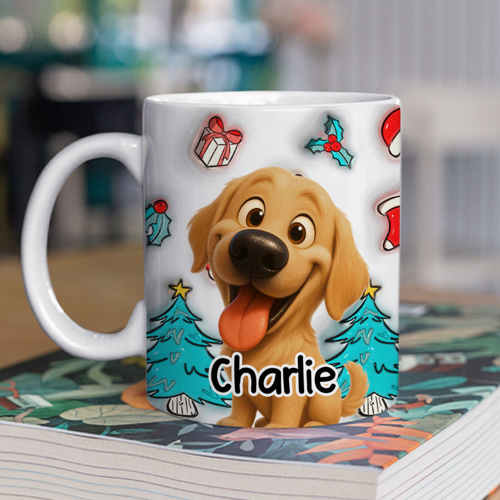 Custom Christmas Birthday Gifts For Dog Mom, Dog Lovers • Santa Is Coming - Personalized 3D Inflated Effect Mug