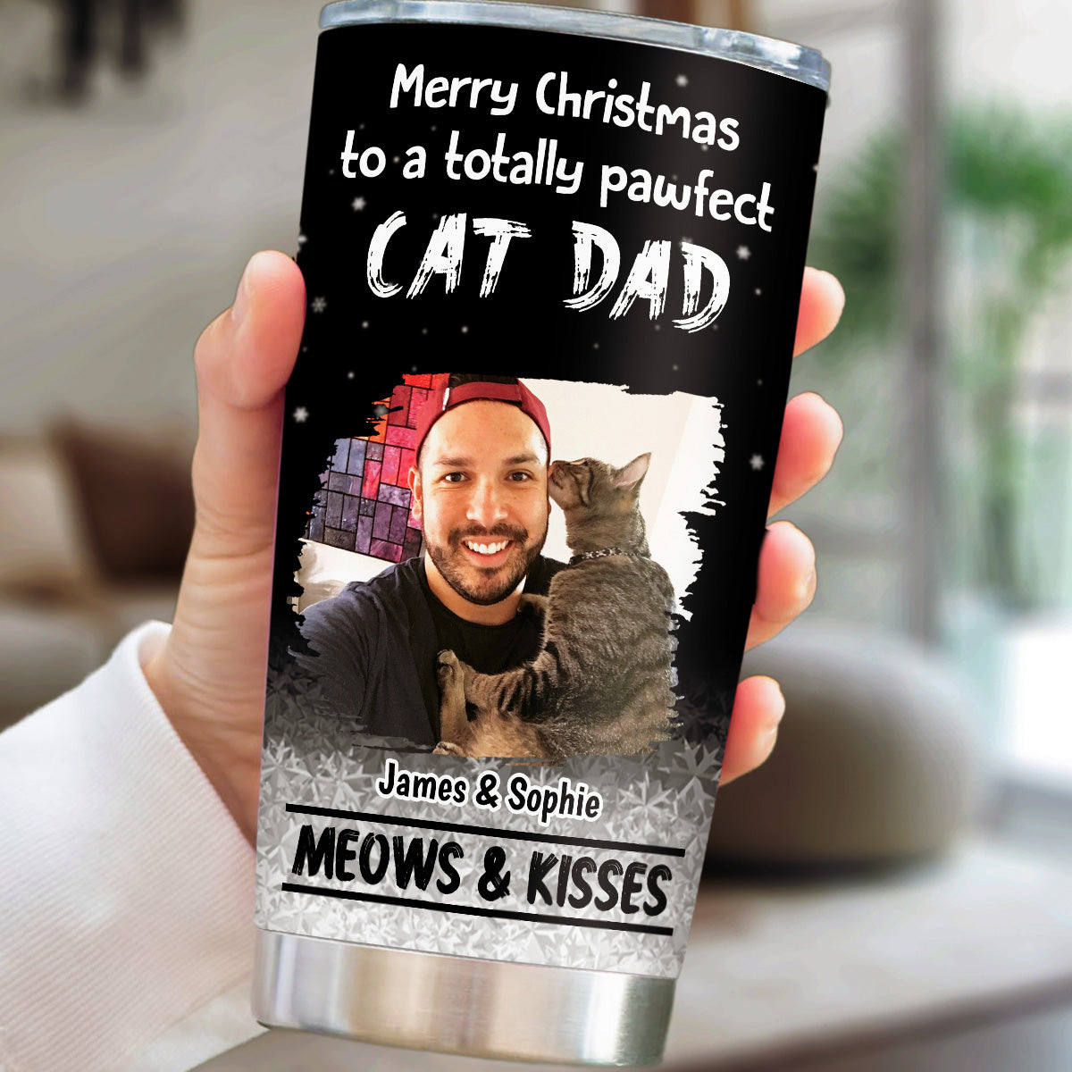 Custom Photo Christmas Birthday Gifts For Cat Lovers • Meow And Kiss Are All You Need Photo - Personalized Tumbler