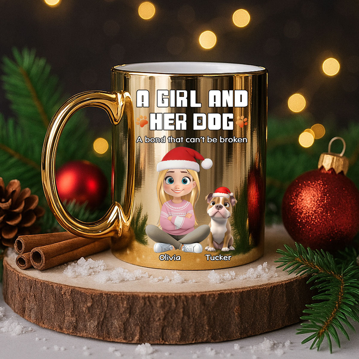 Custom Christmas Birthday Gifts For Dog Mom, Dog Lovers • A Girl And Her Dog - Personalized Metallic Mug