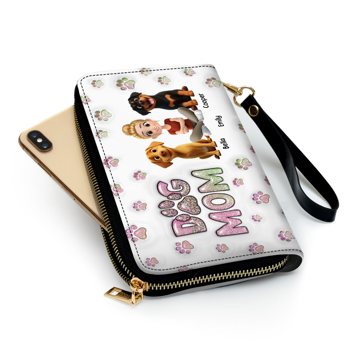 Dog Mom Lovely Chibi - Personalized 3D Inflated Effect Leather Wallet
