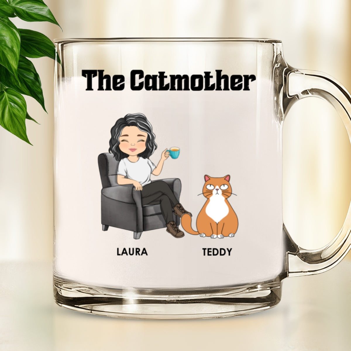 Custom Mother's day Birthday Gifts For Cat Mom, Cat Lovers • The Catmother - Personalized Glass Mug