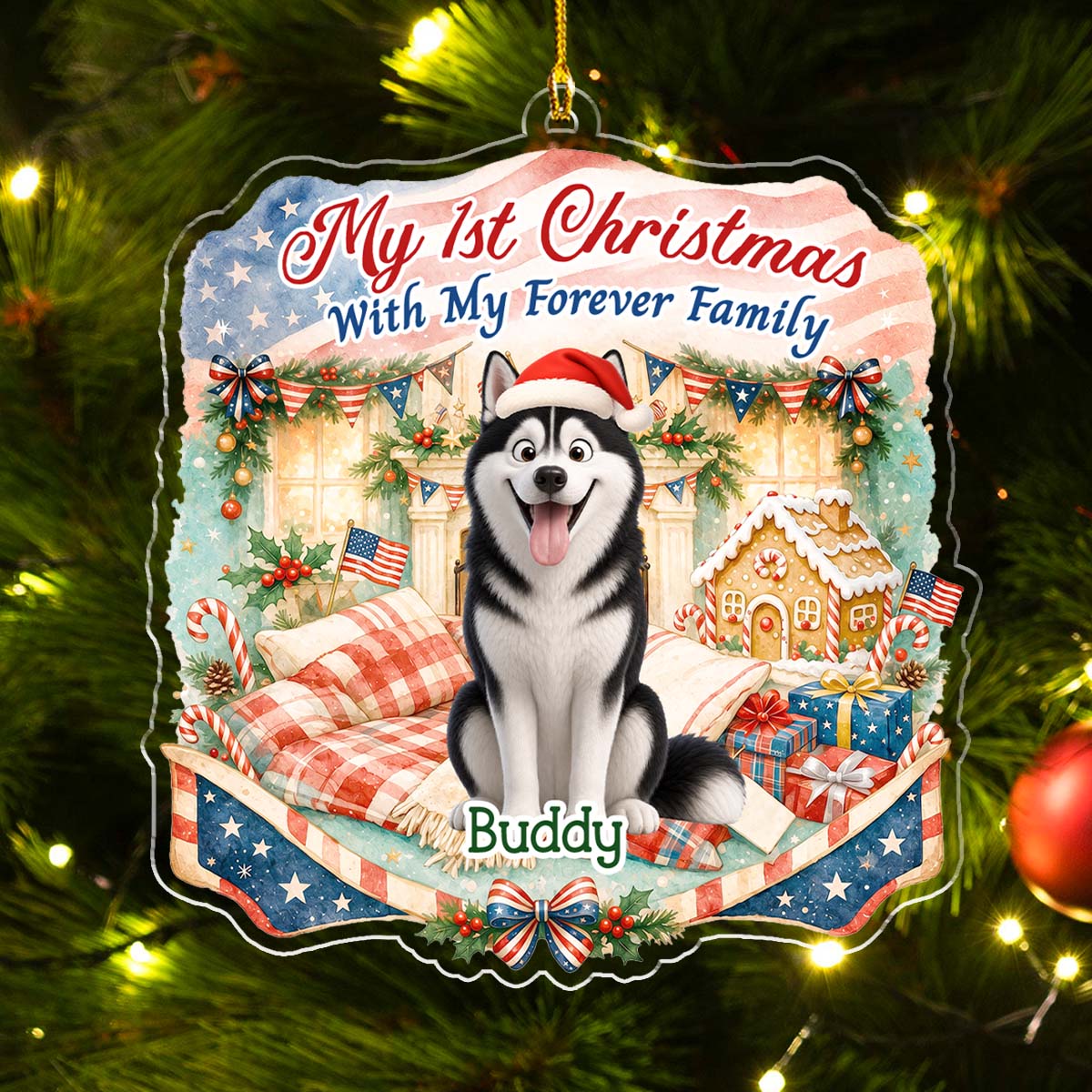 Custom Christmas Decor Home Birthday Gifts For Dog Mom, Dog Lovers • Our Pup Is First Noel - Personalized Acrylic Ornament