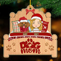 Custom Christmas Decor Home Birthday Gifts For Dog Mom, Dog Lovers • Sleepy Dog Mom - Personalized Wood Ornament