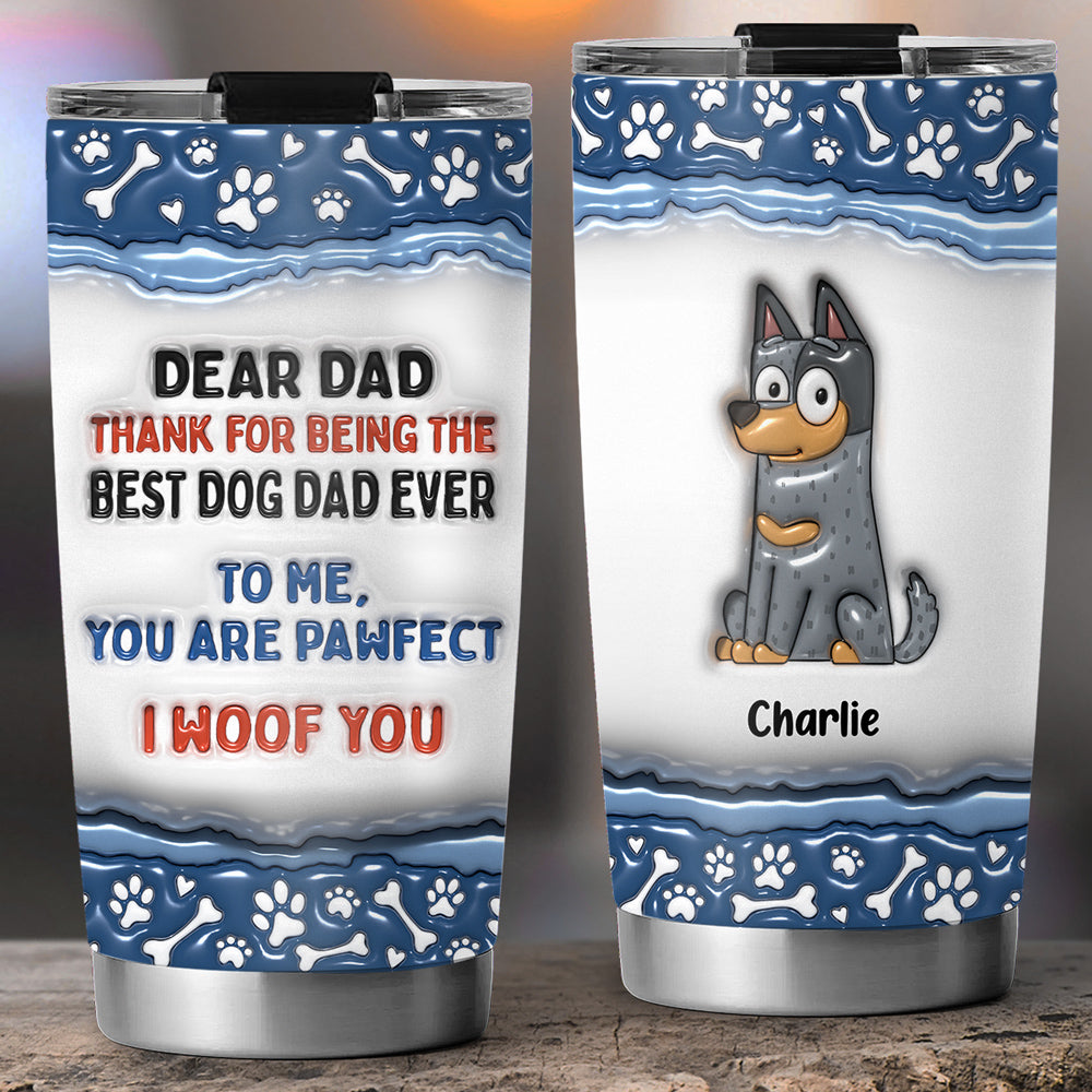 Custom Christmas Birthday Gifts For Pet Lovers • Dear Mom Thank You For Being The Best Dog Mom - Personalized 3D Inflated Effect Tumbler