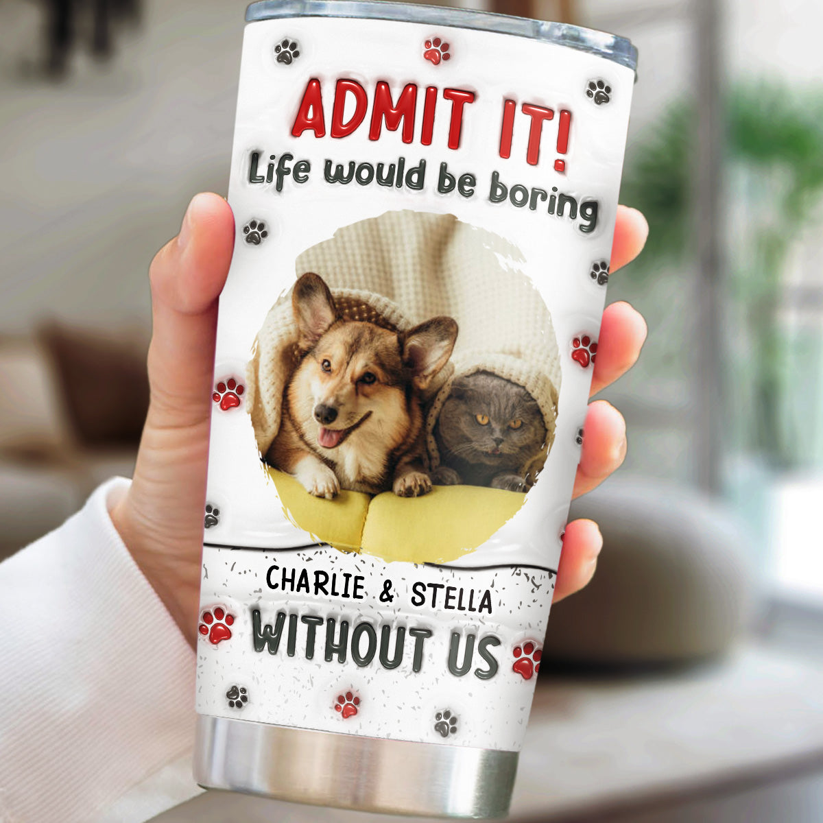 Custom Photo Mother's day Birthday Gifts For Cat Mom, Cat Lovers • Accept It Pet Photo - Personalized 3D Inflated Effect Tumbler