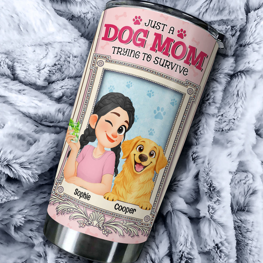 Custom Christmas Birthday Gifts For Dog Mom, Dog Lovers • Survive My Single Dog Mom Life - Personalized Tumbler