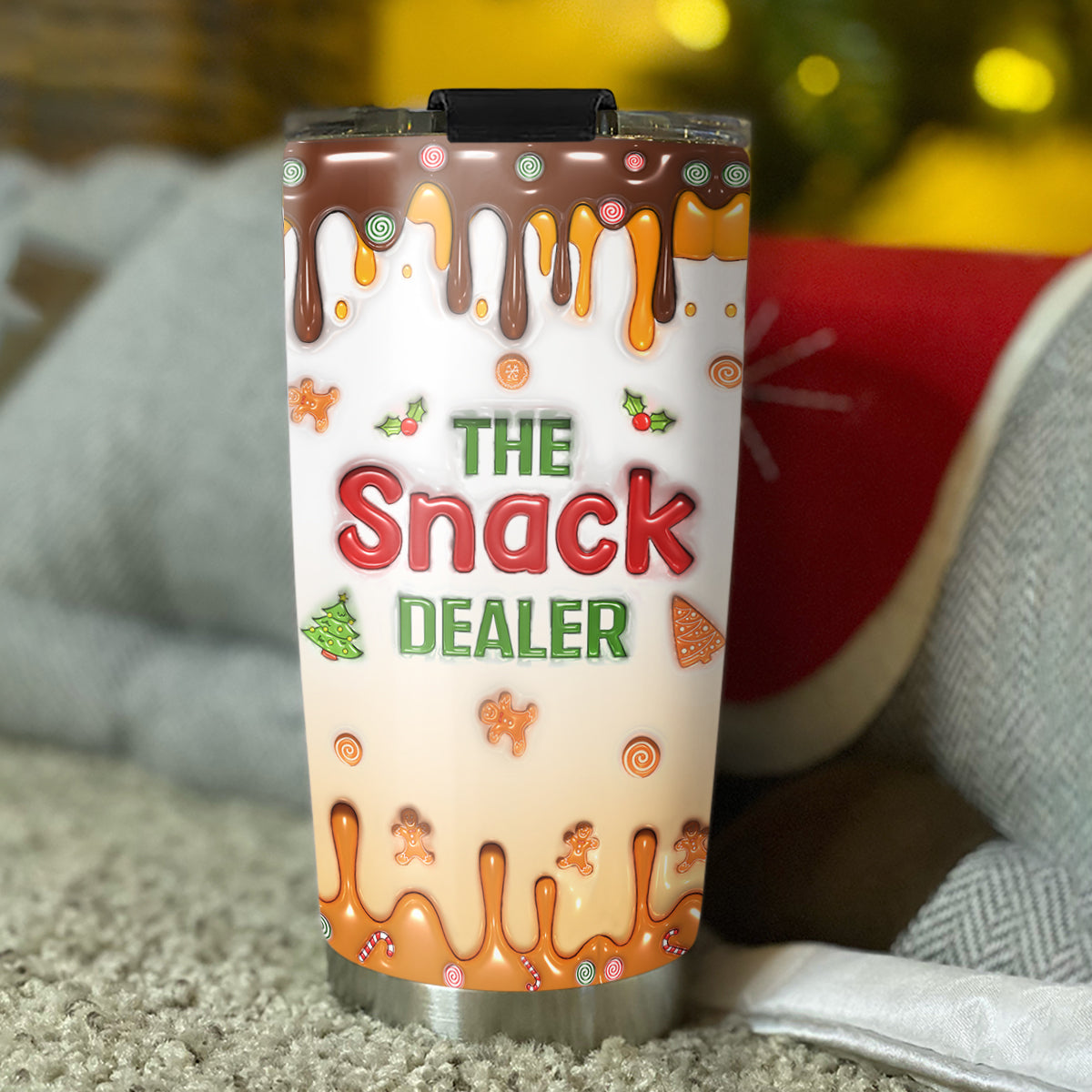 Custom Mother's day Birthday Gifts For Dog Mom, Dog Lovers • Merry Christmas The Snack Dealer - Personalized 3D Inflated Effect Tumbler