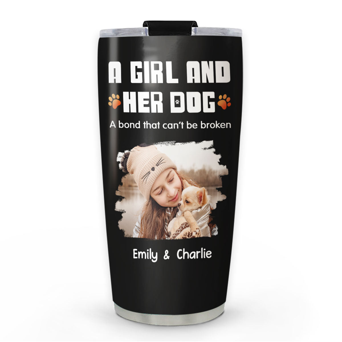 Custom Photo Christmas Birthday Gifts For Dog Lovers • Human And Their Dog Cartoon Christmas Photo - Personalized Tumbler