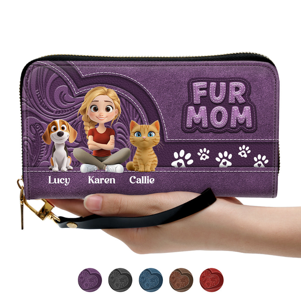 Chibi Cartoon Pet Mom - Personalized Leather Wallet