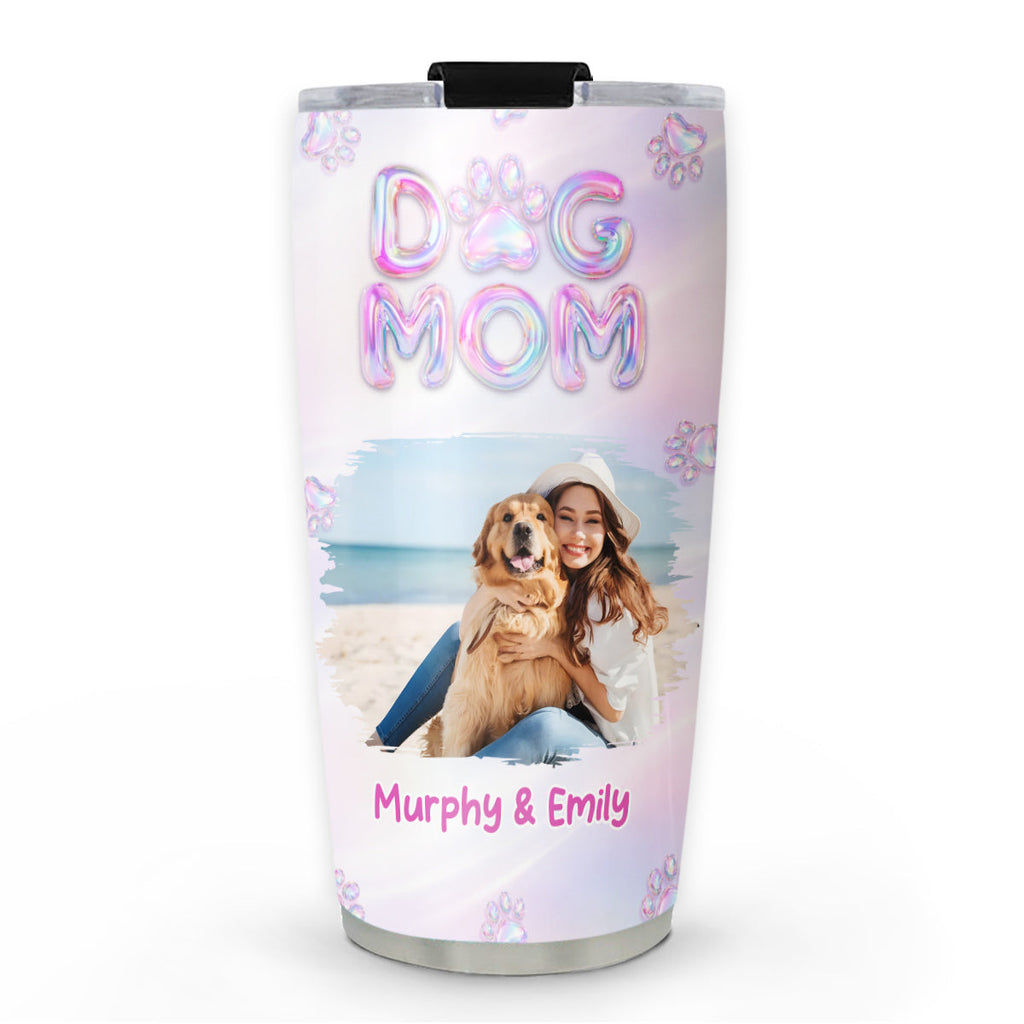 Custom Photo Christmas Birthday Gifts For Dog Mom, Dog Lovers • Flying Into Bubble Planet Photo - Personalized 3D Effect Tumbler