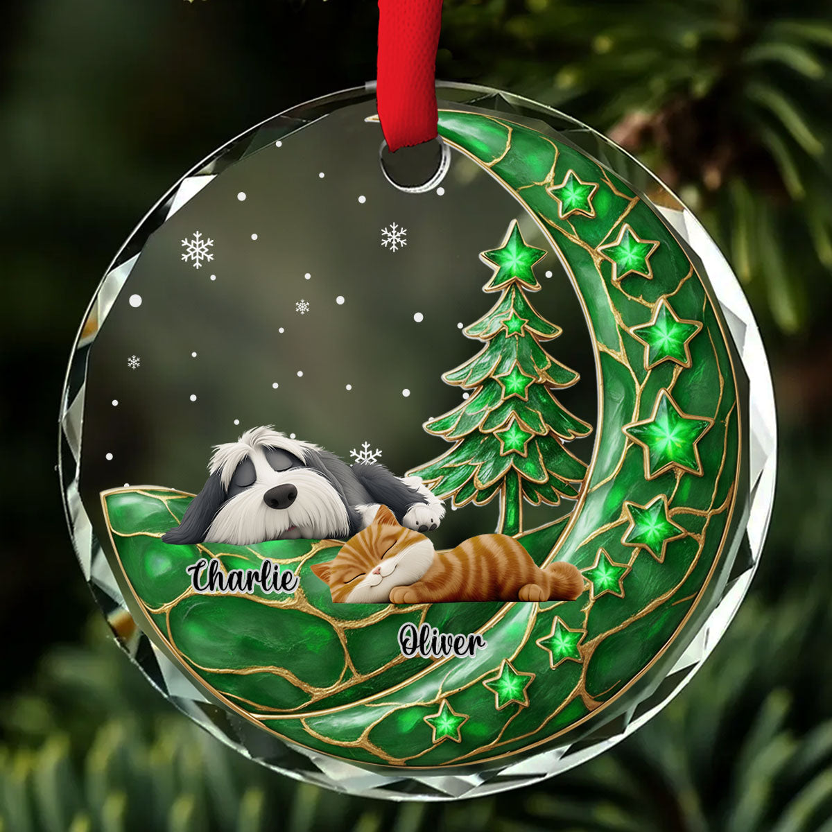 Custom Christmas Decor Home Birthday Gifts For Pet Lovers • Beside Pearl Of You With Pet - Personalized 3D Effect Glass Ornament