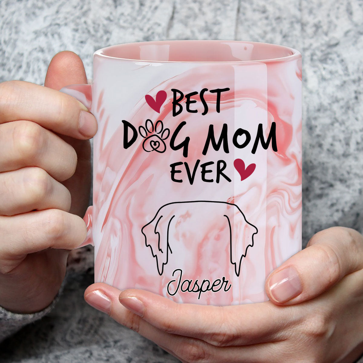 Custom Christmas Birthday Gifts For Pet Lovers • Best Mom - Personalized Pink Marble Mug