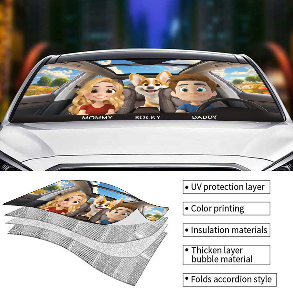 Custom Christmas Birthday Gifts Car Accessories for Dog Parents • Life Is Better With My Dog Couple - Personalized Car Sunshade