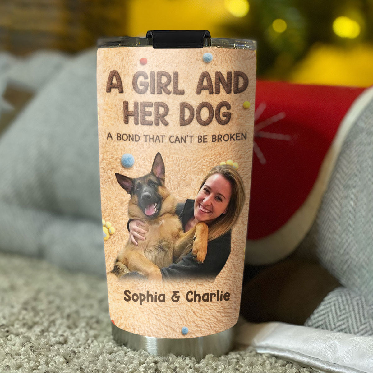 Custom Photo Christmas Birthday Gifts For Dog Mom, Dog Lovers • Stuffy Girl And Her Lovely Dogs Ver Photo - Personalized 3D Effect Tumbler
