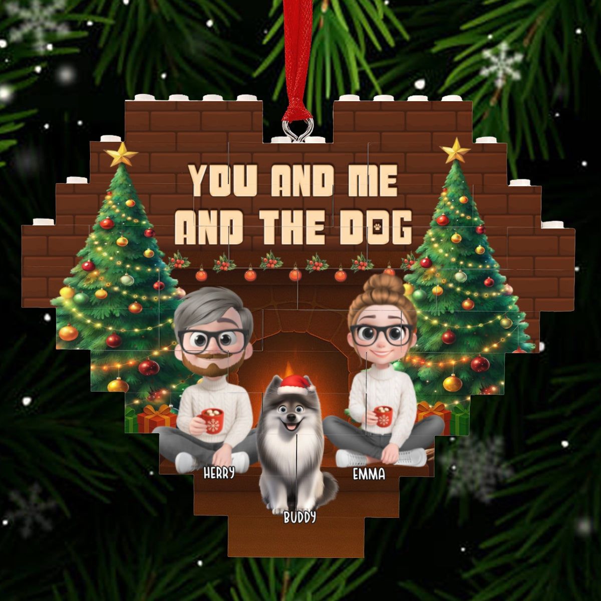 Custom Christmas Decor Home Birthday Gifts For Dog Lovers • This Is Us Through Time - Personalized 3D Effect Heart Puzzle Ornament