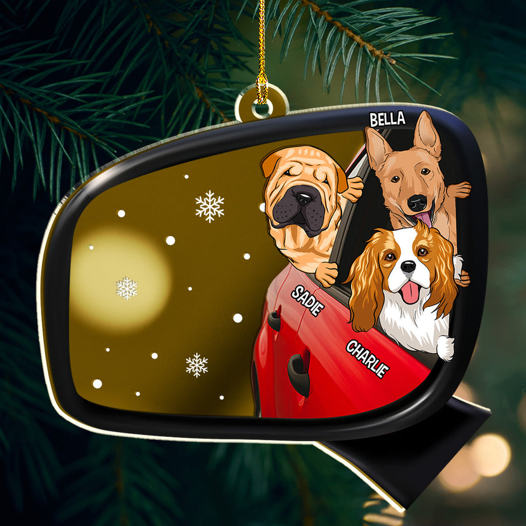 Custom Christmas Decor Home Birthday Gifts For Dog Mom, Dog Lovers • Head Out Window - Personalized Mirrored Acrylic Ornament
