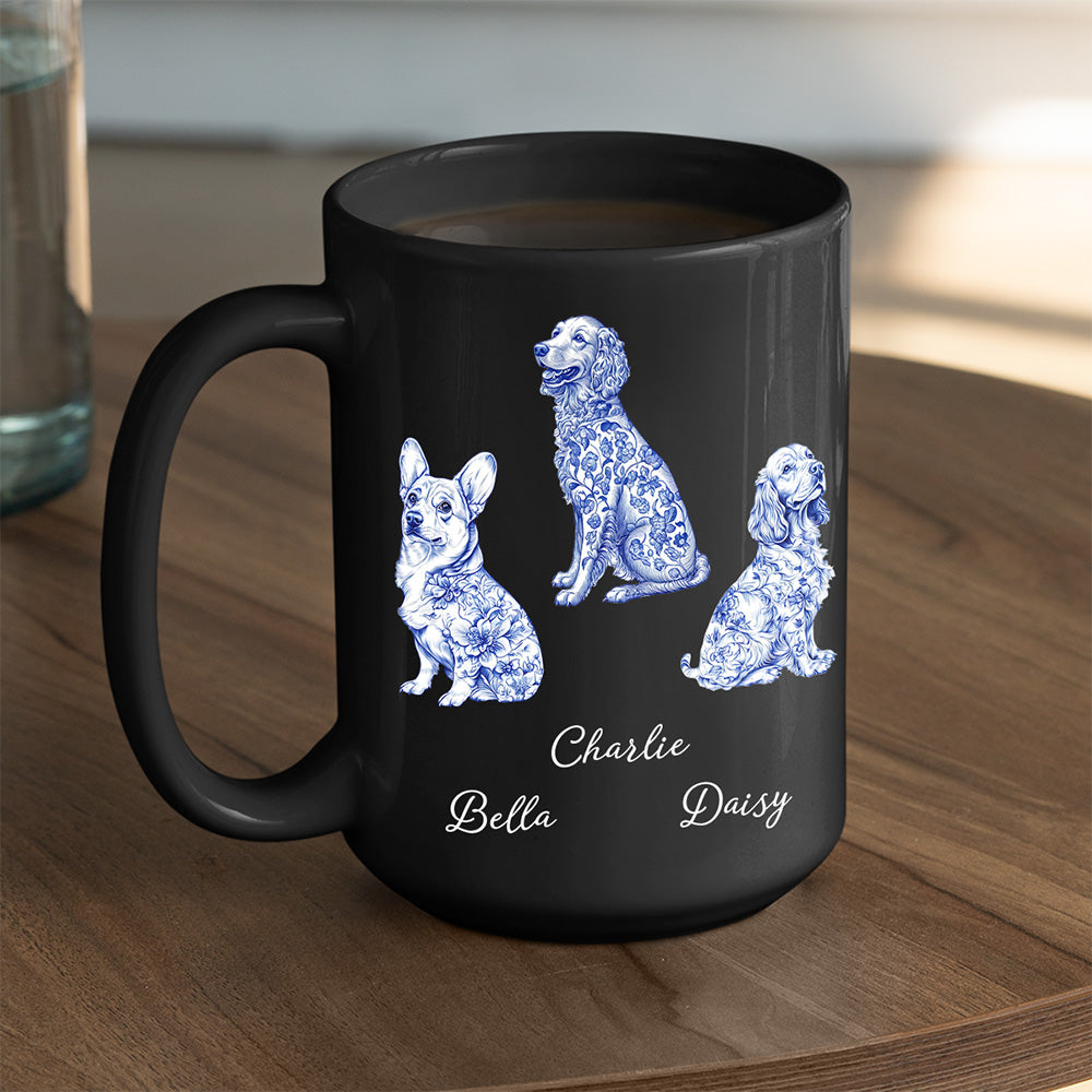 Custom Christmas Birthday Gifts For Dog Mom, Dog Lovers • Chinoiserie Toile Dog - Personalized Coffee Mug