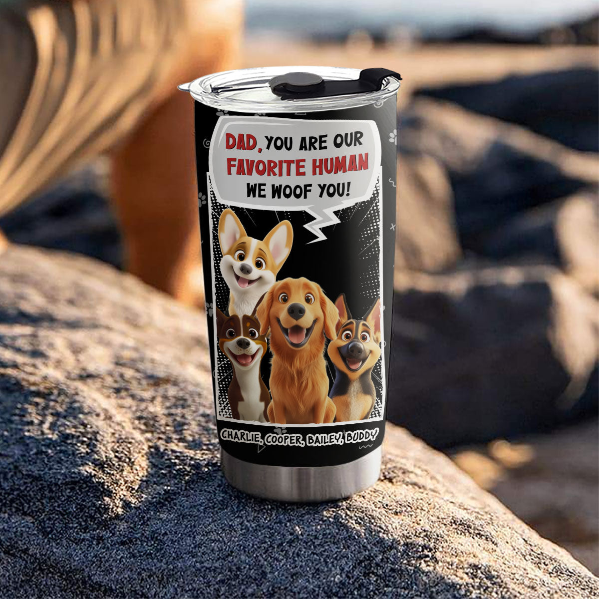 Custom Father's day Birthday Gifts For Dog Dad, Dog Lovers • My Favorite Human - Personalized Tumbler