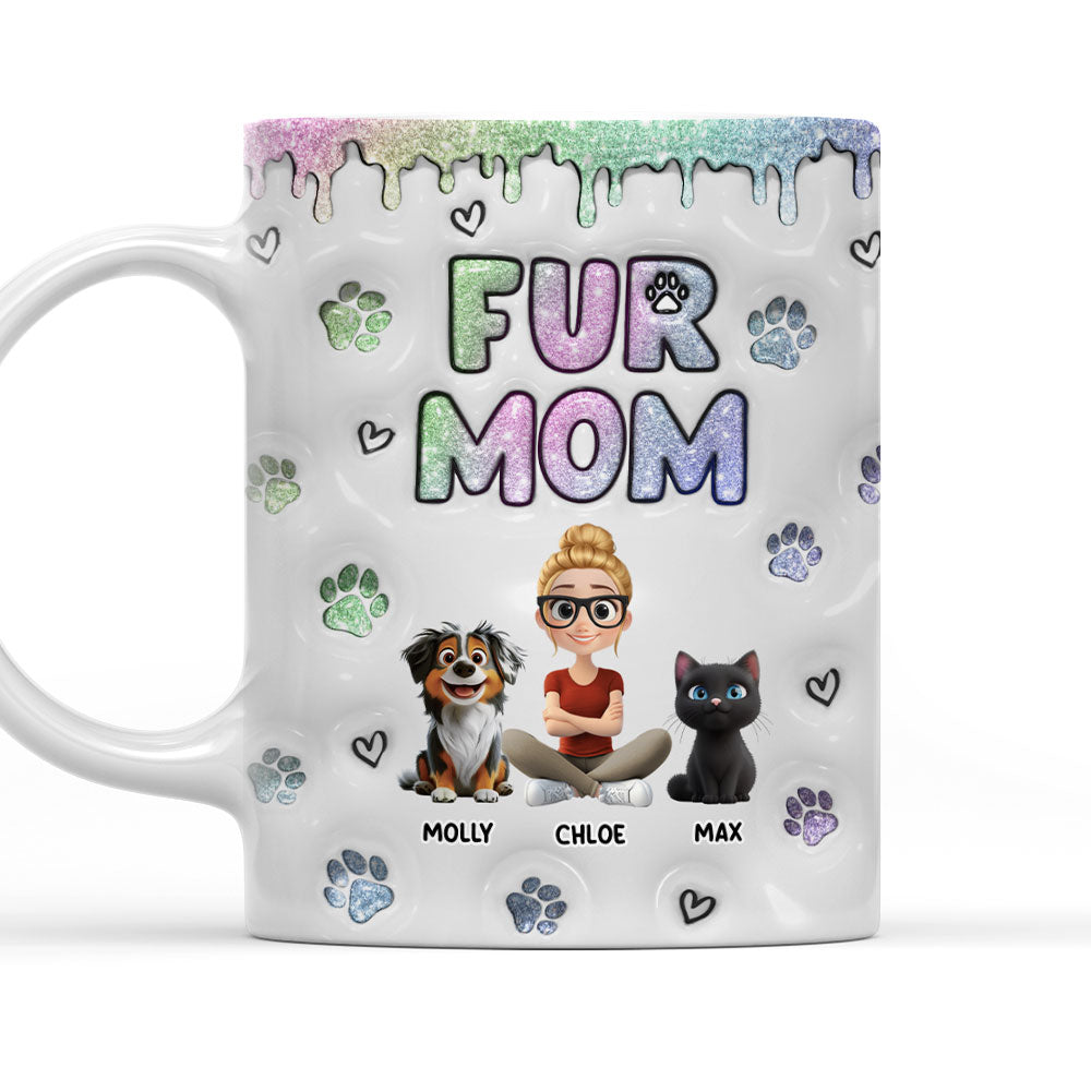 Custom Christmas Birthday Gifts For Pet Mom, Pet Lovers • Lovely Chibi Fur Mom - Personalized 3D Inflated Effect Mug