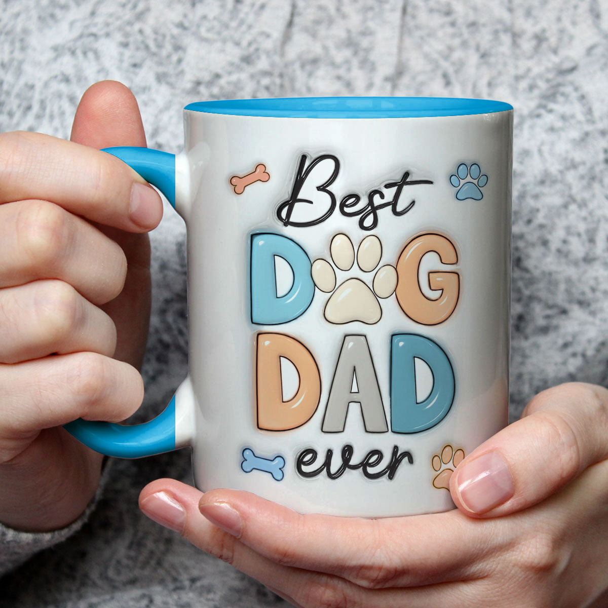 Custom Father's day Birthday Gifts For Dog Dad, Dog Lovers • Best Dog Dad - Personalized 3D Inflated Effect Accent Mug