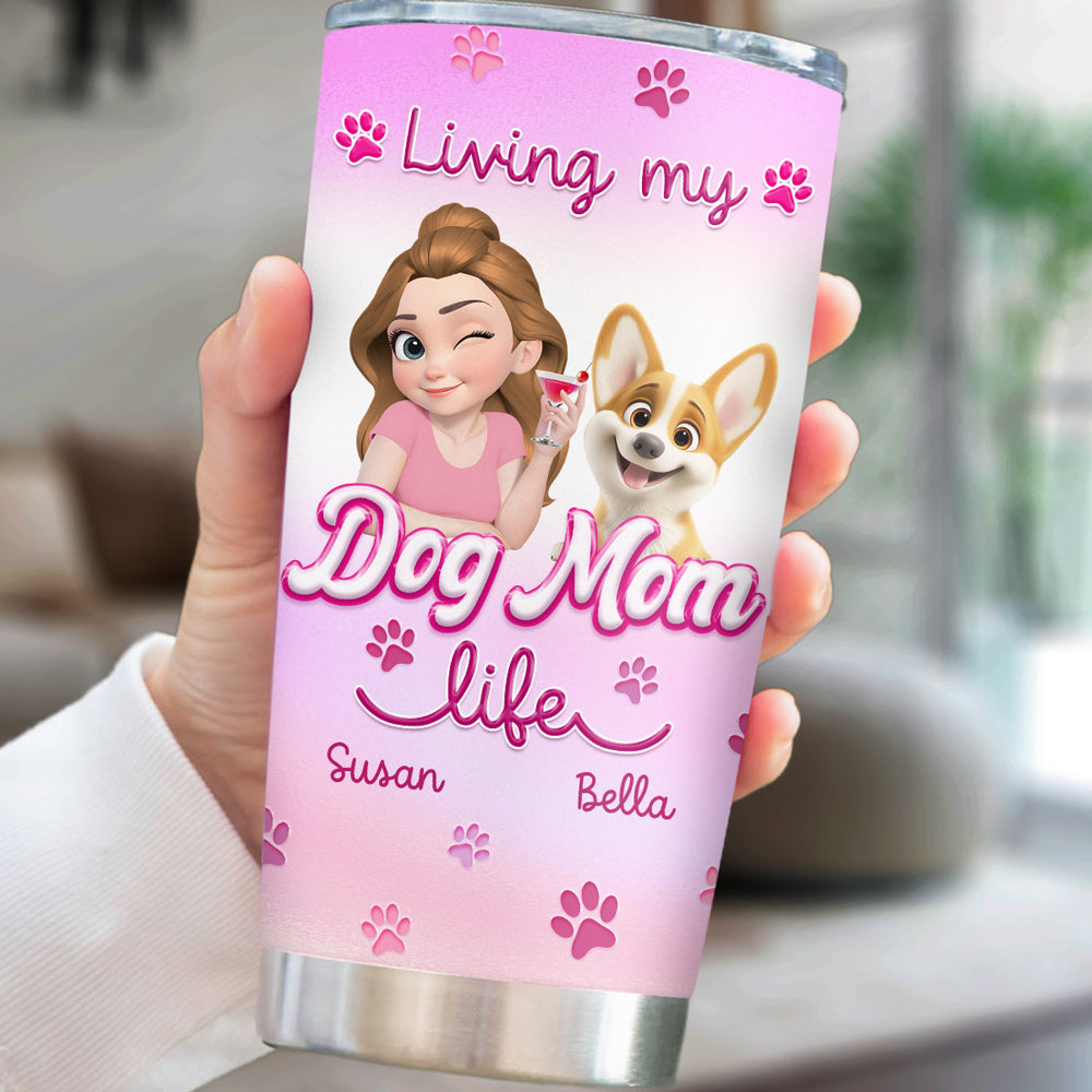 Custom Christmas Birthday Gifts For Dog Mom, Dog Lovers • Pinky World - Personalized 3D Effect Tumbler