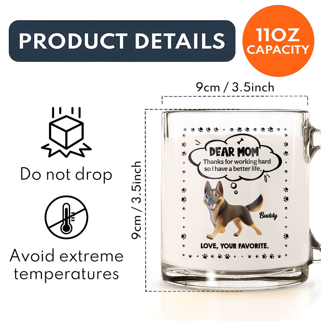 Custom Father's day Birthday Gifts For Dog Dad, Dog Lovers • Dear Dad - Personalized Glass Mug