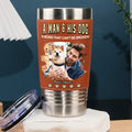 A Man And His Retro Dog Photo - Personalized Leather Tumbler