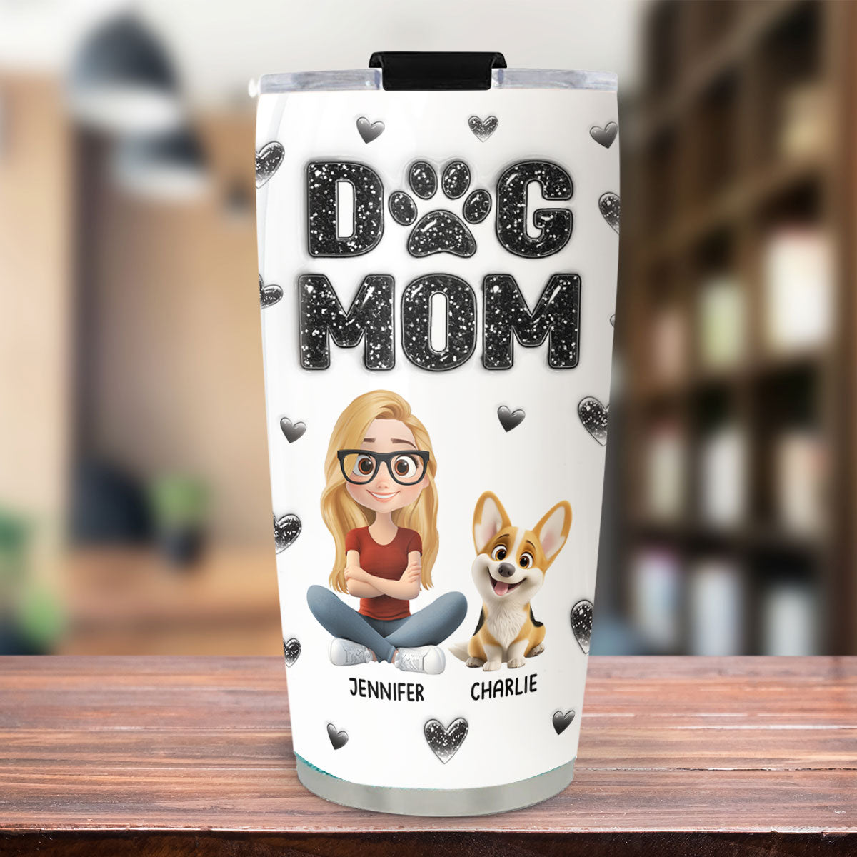 Custom Christmas Birthday Gifts For Dog Mom, Dog Lovers • Adore You - Personalized 3D Inflated Effect Tumbler
